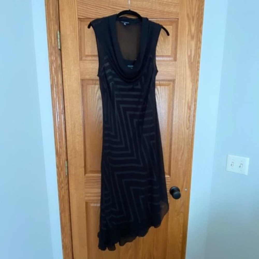 LIKE NEW Linea Domani Geometric Dress with Sheer Overlay